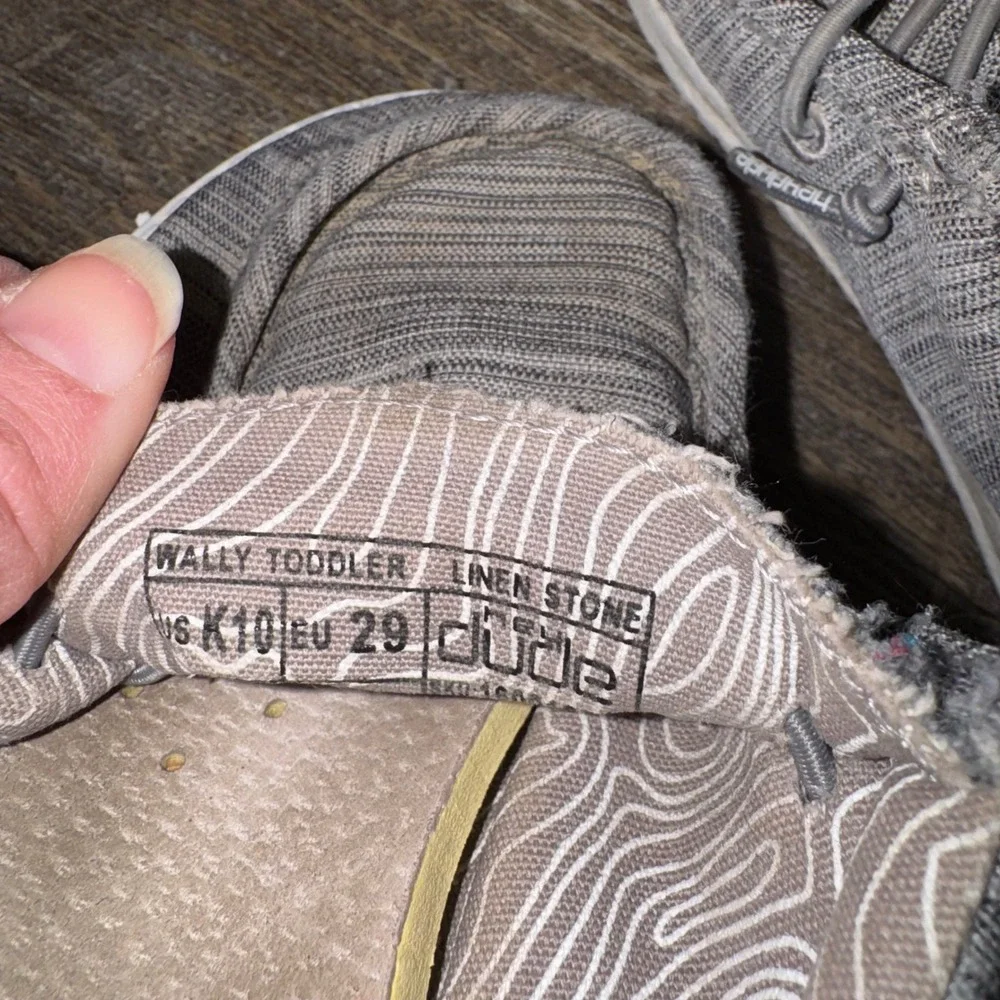 HEYDUDE Wally Toddler Kids Size 10 Linen Stone Gray Slip On Loafers Shoes